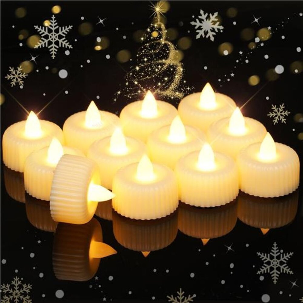 24 Pack Flameless LED Tea Lights Battery Operated, Last 3X Longer Fake